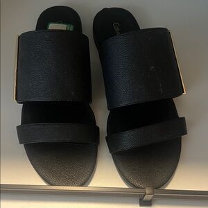 Calvin Klein Black Slides with Gold Detail